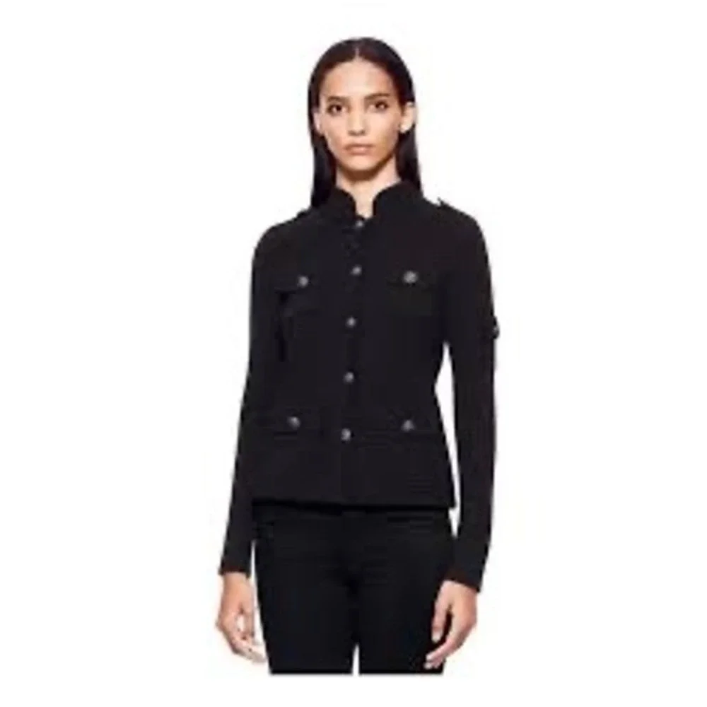 Tory Burch shrunken sgt pepper jacket black 100% wool sweater women's‎ size XS